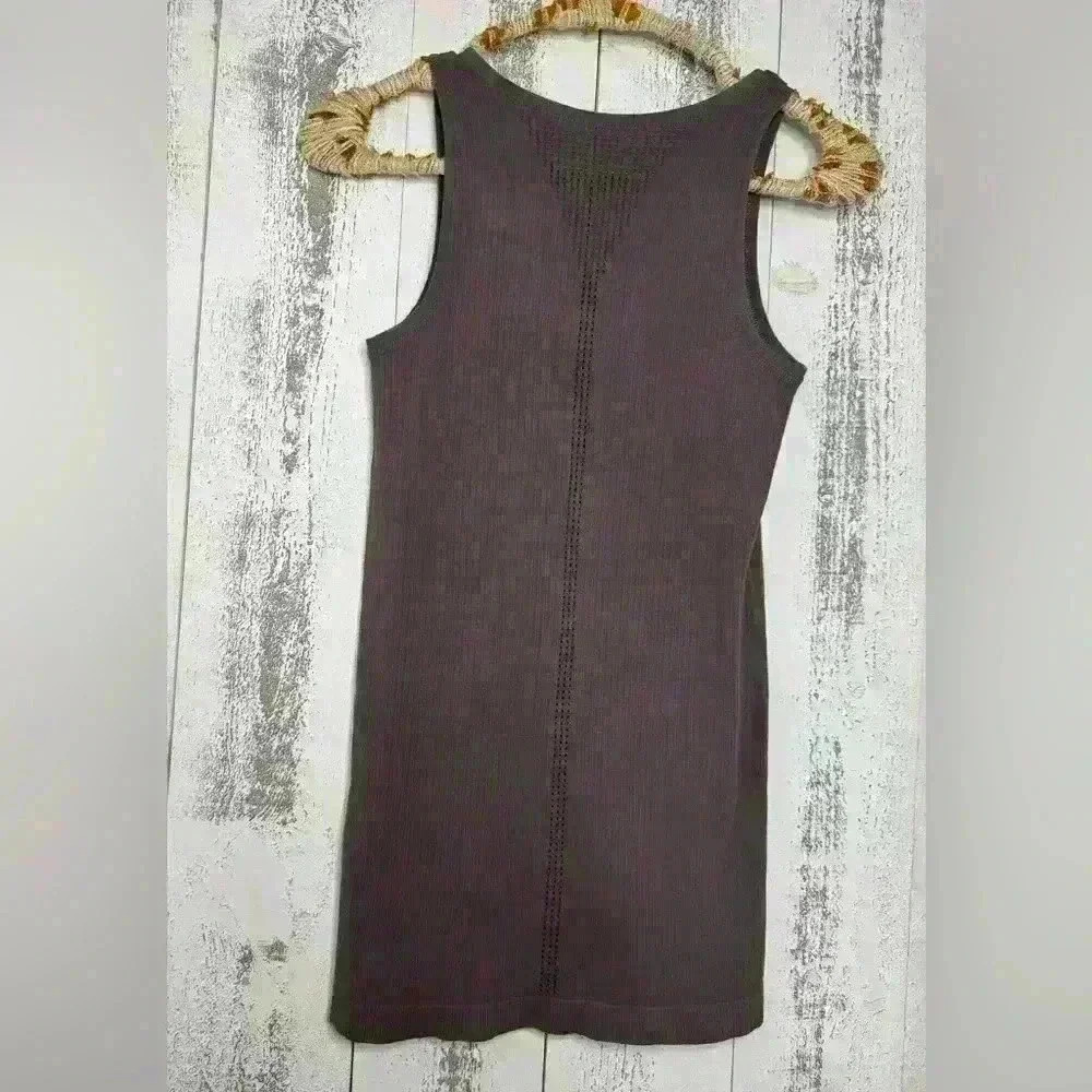 Athleta Pura Tank Top Size XS Ribbed Organic Cotton Gray Seamless Fitted - Picture 6 of 7